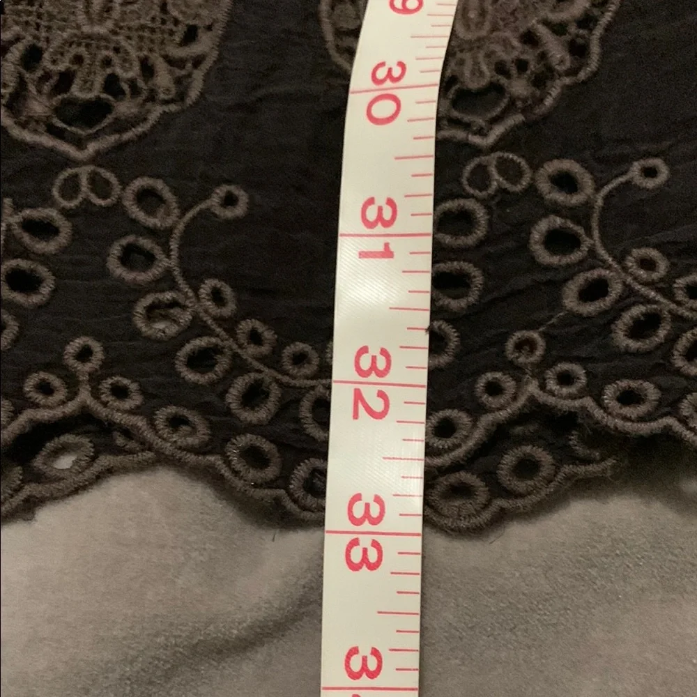 Johnny Was Brown Lace Ruffled Tunic with Mandarin Collar - Picture 11 of 12